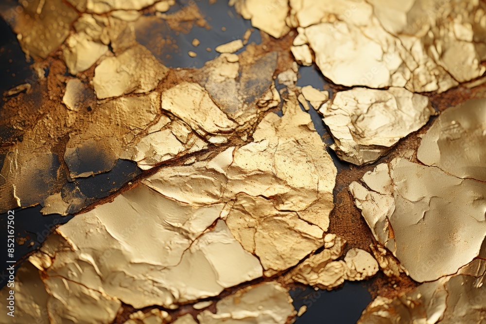 a close up image of gold foil on a black background