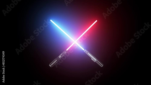 Two lightsaber red and blue Jedi photo