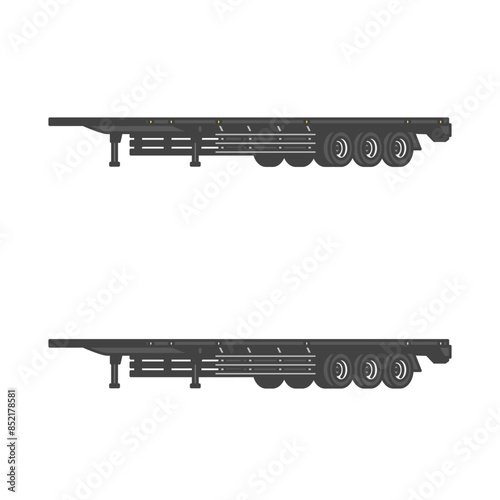 物流シリーズ：コンテナトレーラー用のコンテナシャシー、空荷状態(カラー&モノカラーのSET)