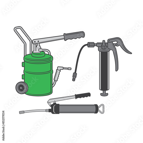 hand grease pump illustration, grease lubricant equipment.