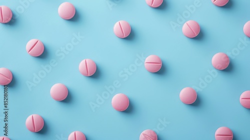Blue background with pink pills
