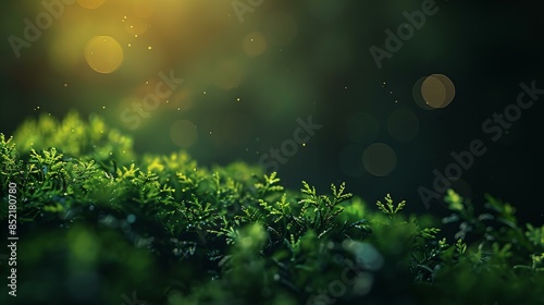 Immerse in a UI background with photorealistic green and black gradient spots, ethereal atmosphere, macro details, shallow depth of field, warm sunset hues, and dramatic composition.