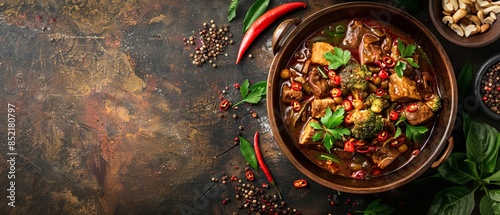 Indonesian food rawon with copy space photo