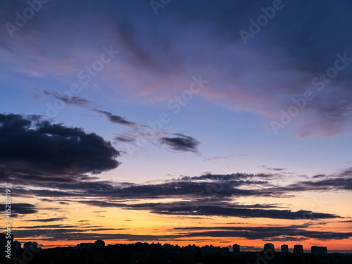 sunrise over the city. sunset in the city. sunset over the city