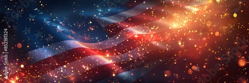 4th of july happy independence day usa, template. American flag on night sky background, colorful fireworks. Fourth of july, US national holiday, independence day. Vector illustration, poster, banner