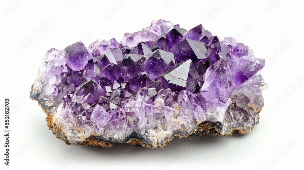 Macro close up of amethyst mineral on a white background Macro close up of amethyst mineral on a white background