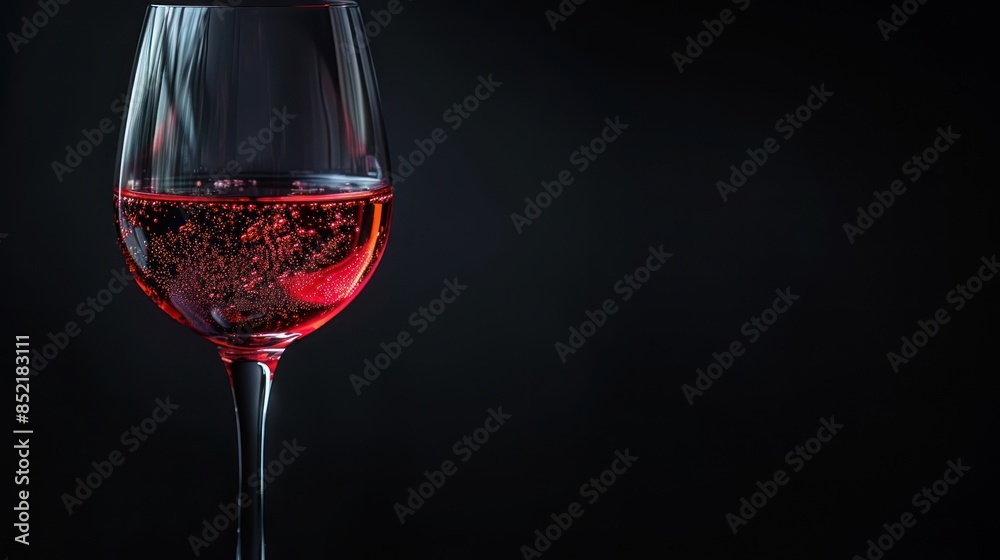 Fototapeta premium Sparkling Wine Glass on Black Background