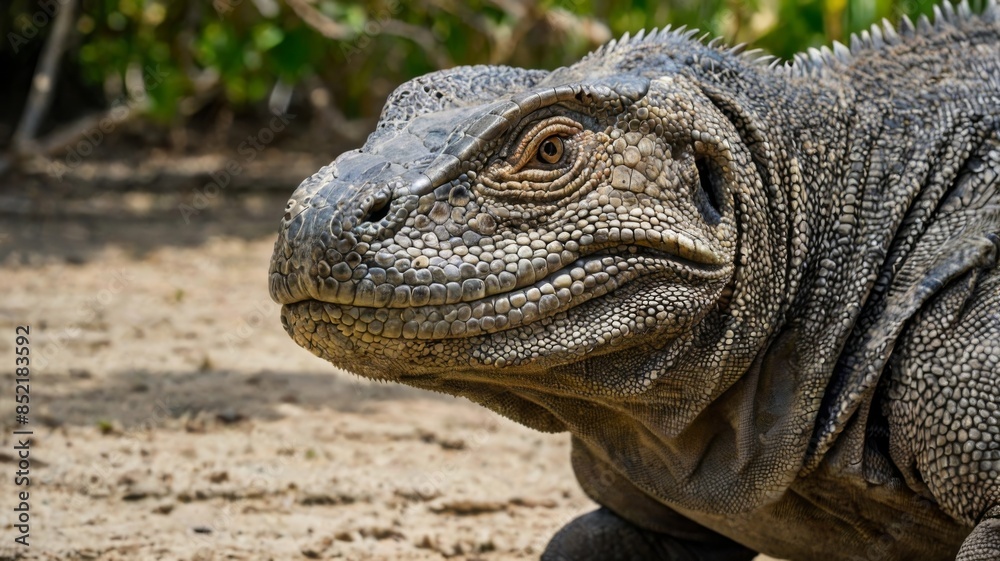 A full-body view of a Komodo Dragon, the largest lizard in the world, depicted in a natural pose A full-body view of a Komodo Dragon, the largest lizard in the world, depicted in a natural pose