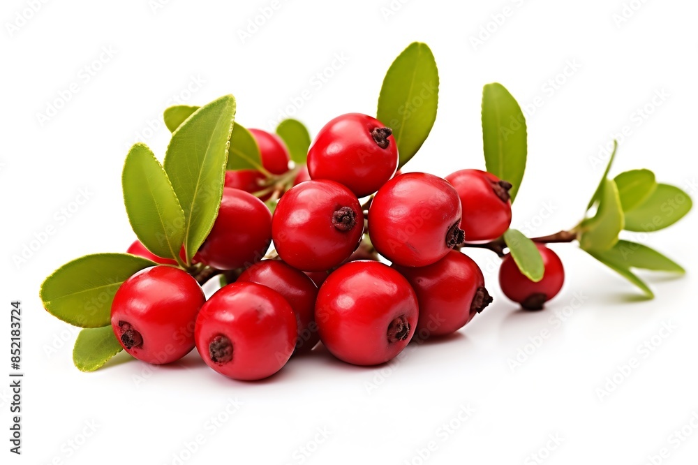 Bearberrys on white background, Fresh Bearberrys