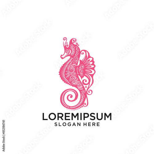 Seahorse Sea Underwater. Vector Illustration of an Abstract Ornamental Sea Horse