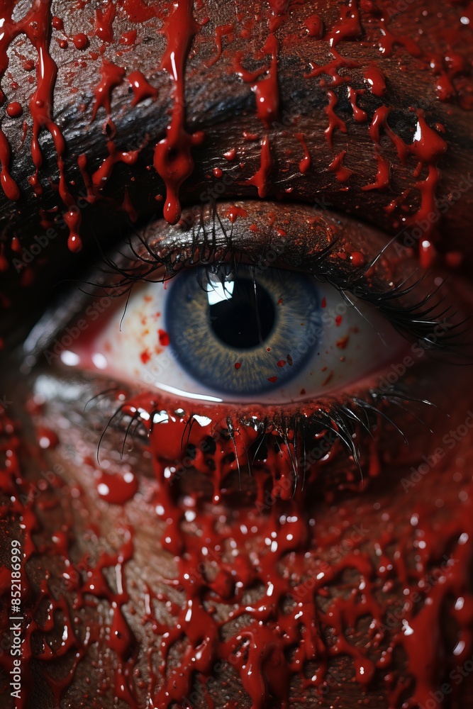 a close up of a mans eye covered in blood a close up of a mans eye covered in blood