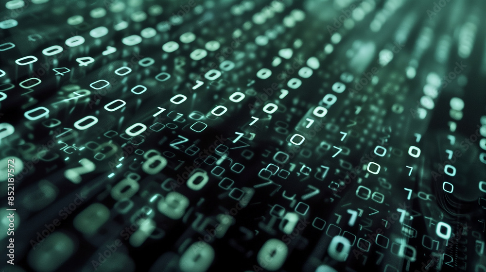 Binary code data stream on black background, AI generative Binary code data stream on black background, AI generative