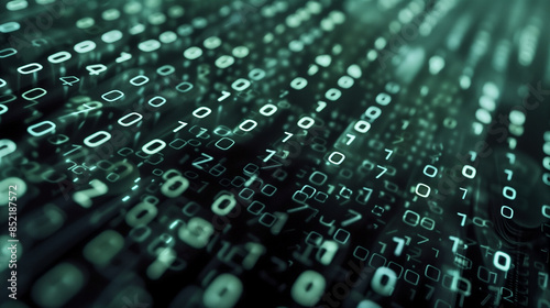 Binary code data stream on black background, AI generative
