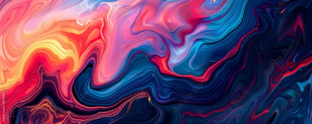 Fototapeta premium Abstract colorful liquid swirls and waves background.