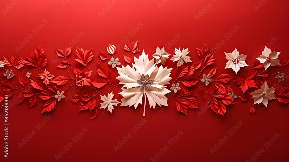 Holiday card for Canada Day on a red background Holiday card for Canada Day on a red background
