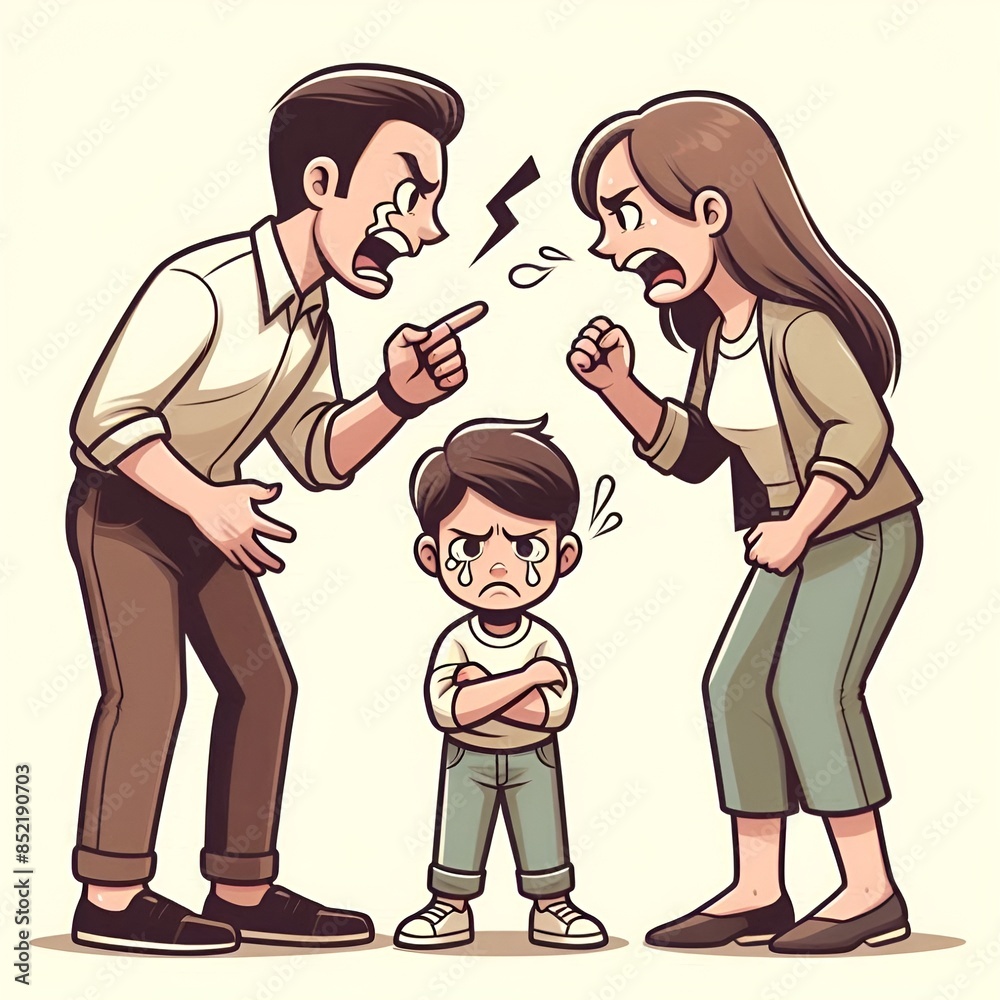 Husband and wife fighting in front of the child Husband and wife fighting in front of the child