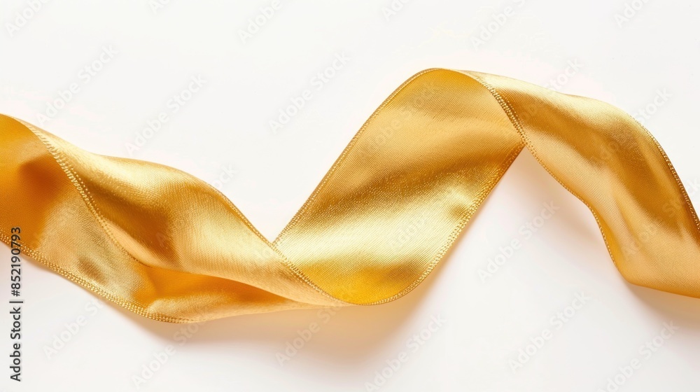 Golden satin ribbon isolated on white background Golden satin ribbon isolated on white background