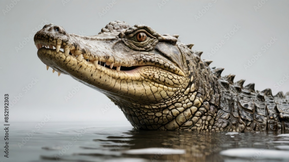 an image capturing the intense concentration of a crocodile as it surfaces an image capturing the intense concentration of a crocodile as it surfaces