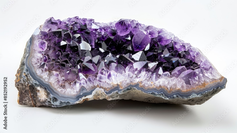 Amethyst geode with purple crystals and rough exterior Amethyst geode with purple crystals and rough exterior