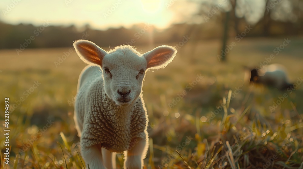 An adorable small lamb in a field An adorable small lamb in a field