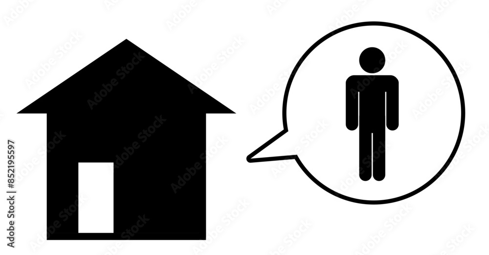一軒家に一人の大人がいることを表すピクトグラム 一軒家に一人の大人がいることを表すピクトグラム