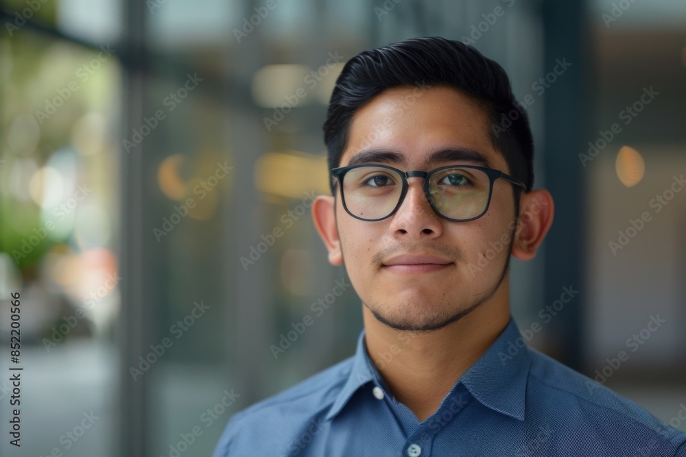 Fototapeta premium Portrait of a young male accountant in office