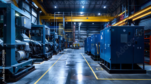 modern generators in a warehouse 