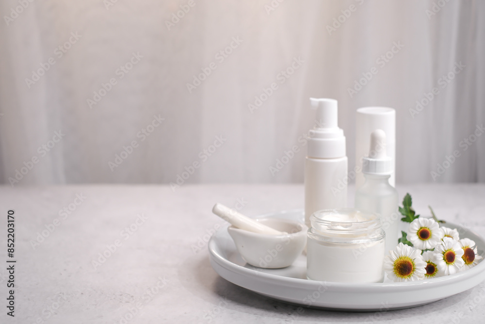 skincare products for beauty and self-care routines. The natural skin treatment for wellness on white background with copy space. skincare products for beauty and self-care routines. The natural skin treatment for wellness on white background with copy space.