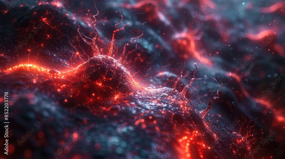 Neuron cell concept with glowing network Neuron cell concept with glowing network