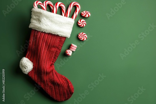 A Christmas Sock filled with candy canes photo