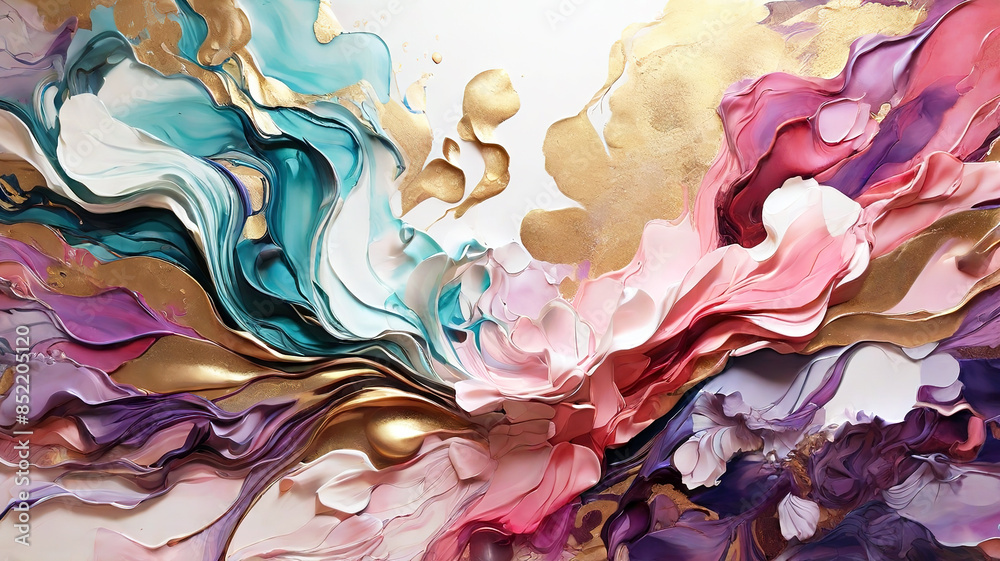 3d ink painting of shimmering liquid