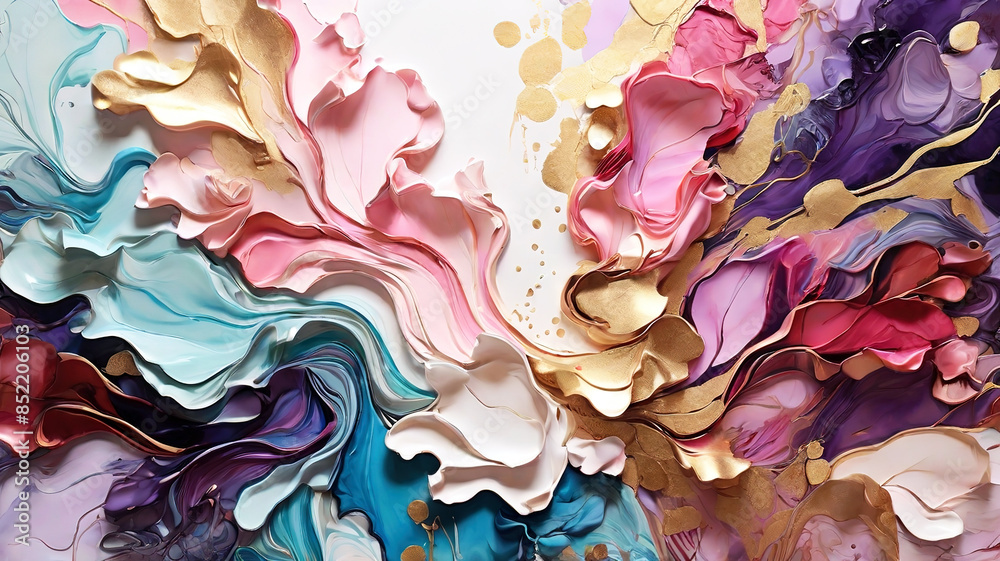 3d ink painting of shimmering liquid