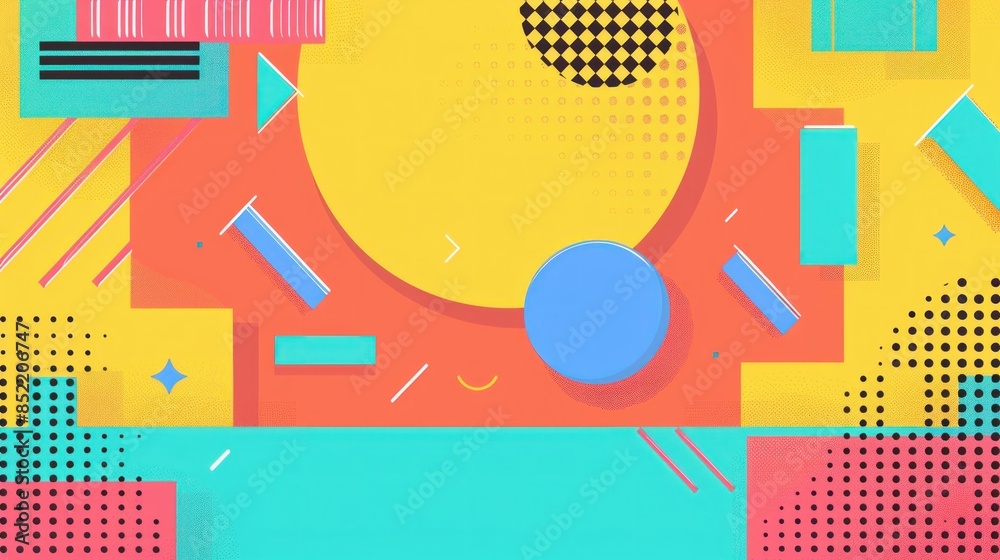 Obraz premium Colorful Geometric Shapes Abstract Background with Circle and Square Modern Art Design for Business, Fashion, and Beauty Industry