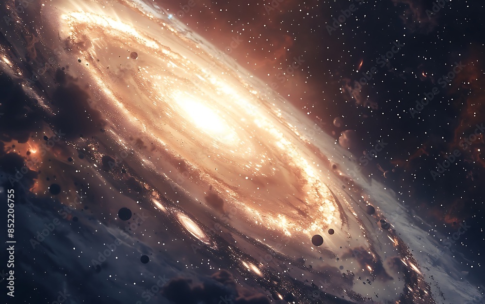 Fototapeta premium A outer space galaxy far away with the sun