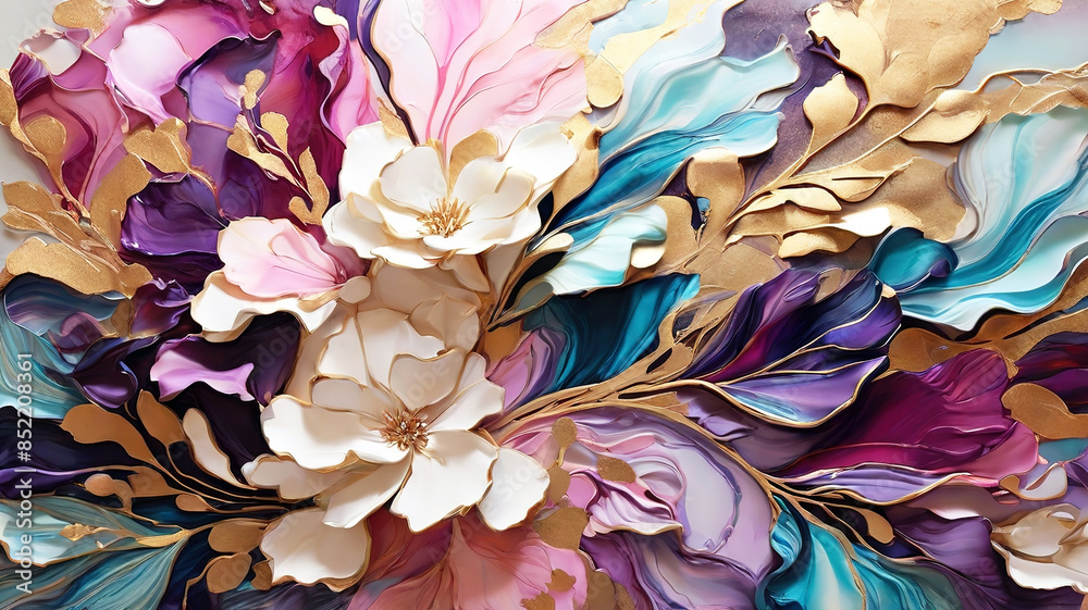3d ink painting of shimmering liquid