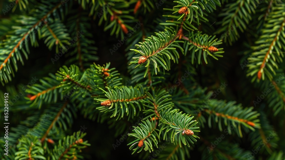 Close up view of spruce branches Close up view of spruce branches