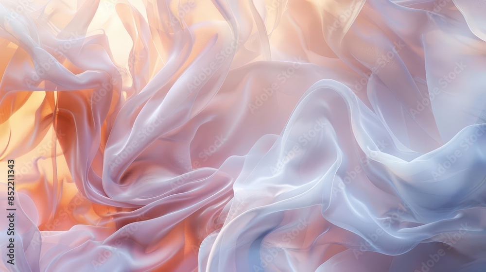 Obraz premium ethereal abstraction fluid dynamic shapes and soft pastel hues modern art background
