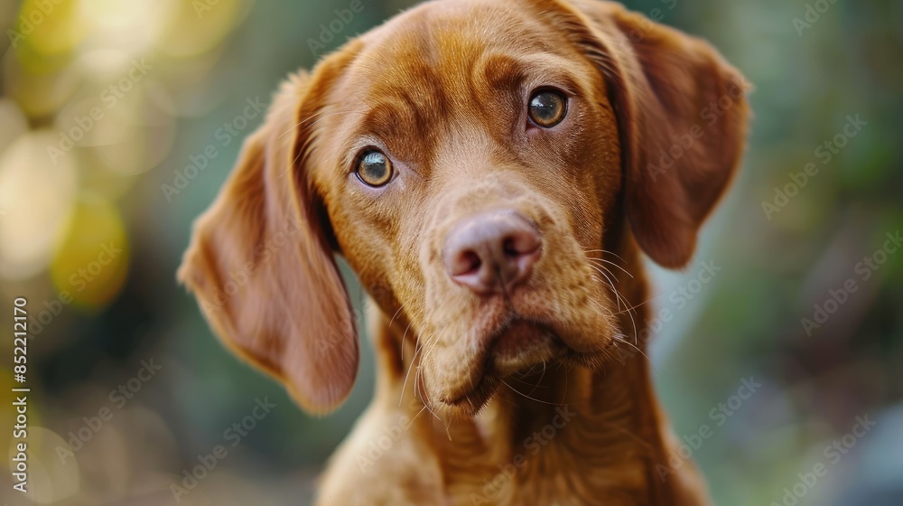 Close up portrait of a brown dog with droopy ears Close up portrait of a brown dog with droopy ears