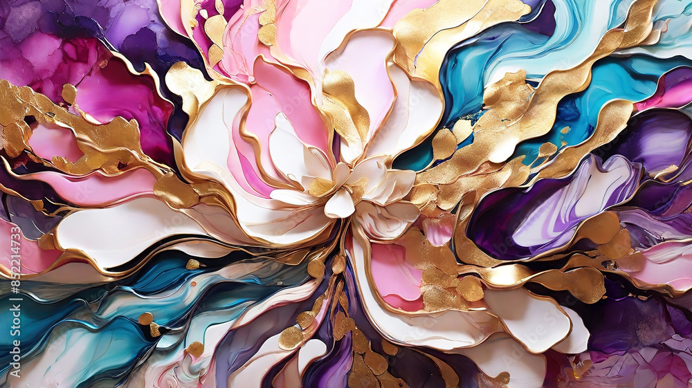 3d ink painting of shimmering liquid
