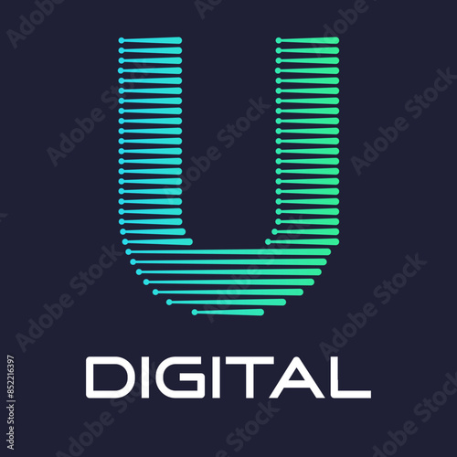 letter u digital or technology logo vector template. Suitable for digital font industry with dot, gradient color and modern style. Also suitable for machine