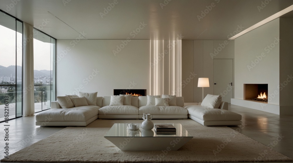 Fototapeta premium a minimalist modern living room reflecting the innovative