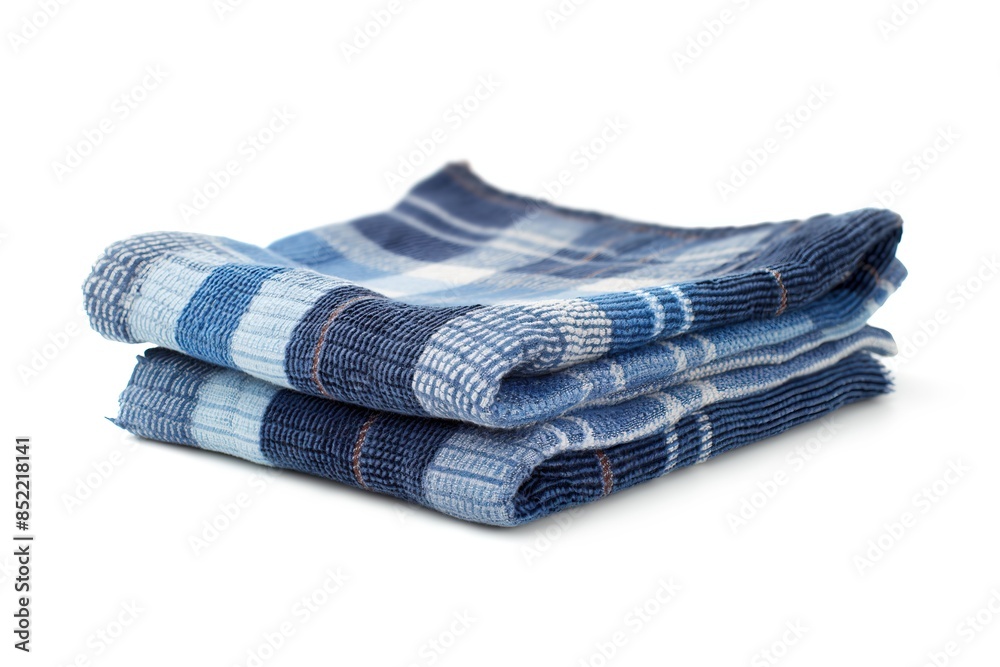 Blue kitchen towels isolated on white background Blue kitchen towels isolated on white background