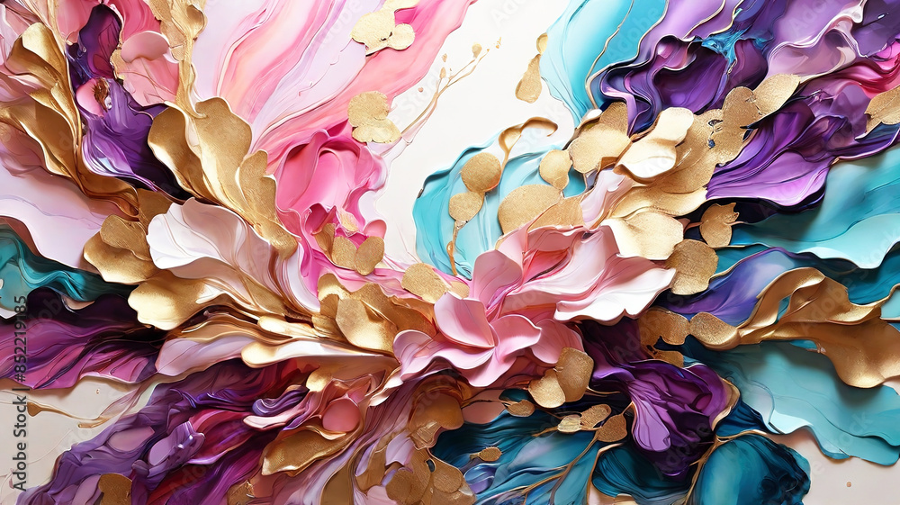 3d ink painting of shimmering liquid