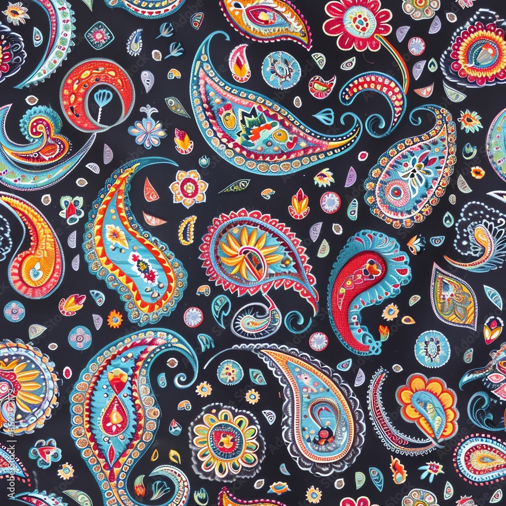 A cultural feature in a travel magazine on the origins of classic paisley patterns in Persian and Indian art, exploring their symbolic meanings and the techniques used in their creation A cultural feature in a travel magazine on the origins of classic paisley patterns in Persian and Indian art, exploring their symbolic meanings and the techniques used in their creation