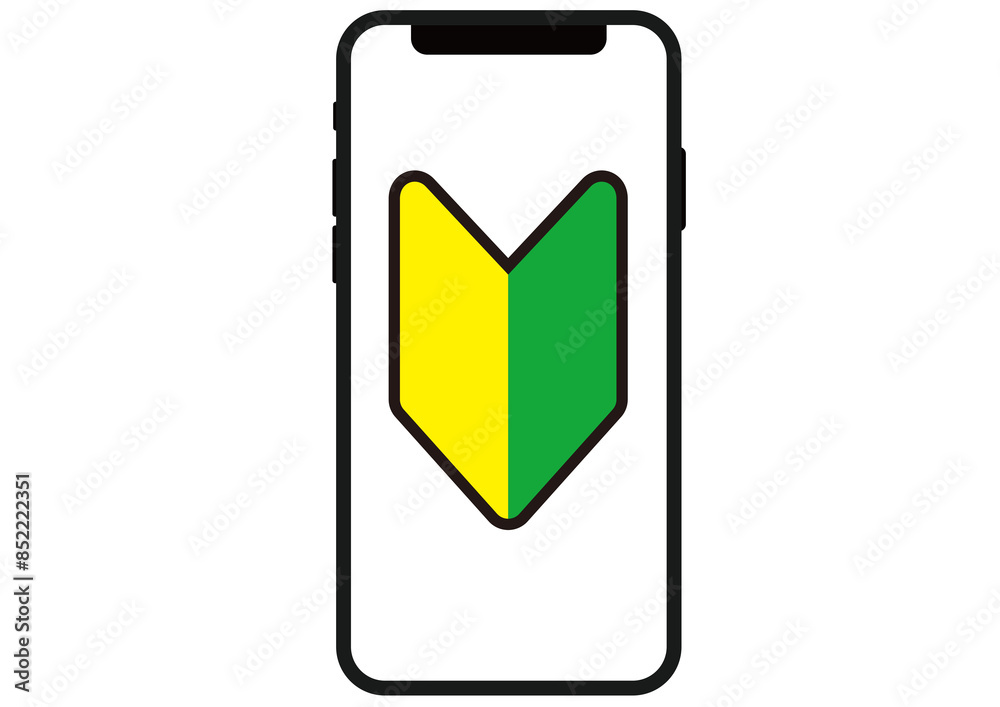 Obraz premium 初心者,初めて,新人,スマホ,スマートフォン,初心者マーク,若葉マーク,ビギナー,マーク,シンプル,シンボル,目印,未経験者,ベクター,アイコン,素材,イラスト,ai,フリー素材,商用フリー,携帯