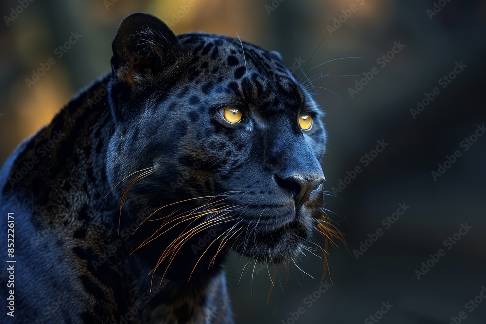 Black panther: A striking image of a black panther, showcasing its sleek, muscular form and piercing eyes, set against a dark, natural background to highlight its stealth and power. Black panther: A striking image of a black panther, showcasing its sleek, muscular form and piercing eyes, set against a dark, natural background to highlight its stealth and power.