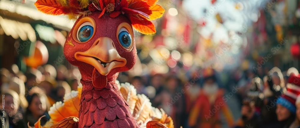Naklejka premium Turkey Character Balloon in Thanksgiving Parade