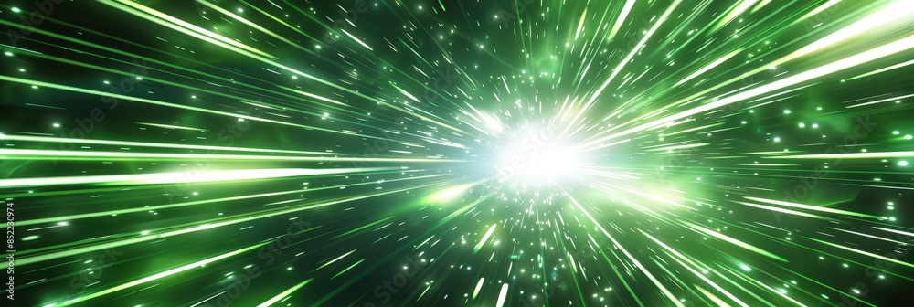 Abstract Green Light Streaks with Glowing Center Abstract Green Light Streaks with Glowing Center