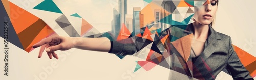 Businesswoman in Abstract Geometric Art