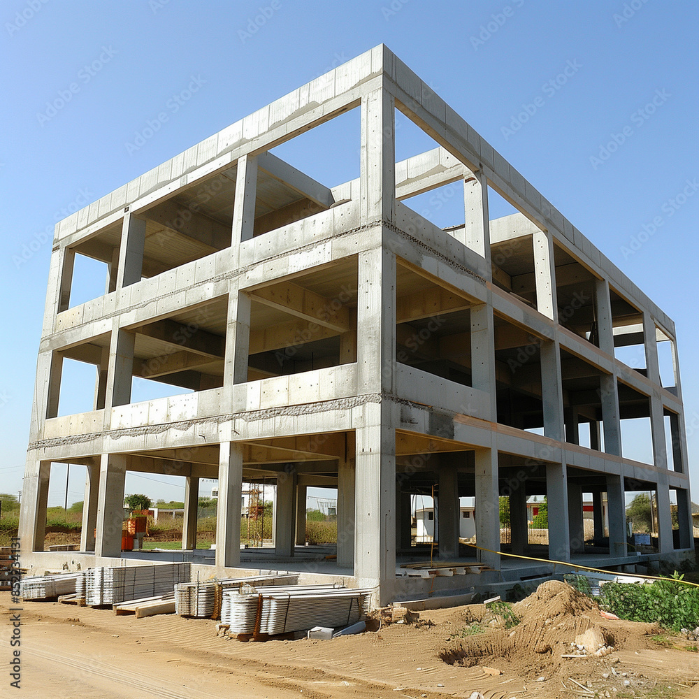 Obraz premium Discovering Modern Education: Fiber Cement School Construction in a Suburban Landscape